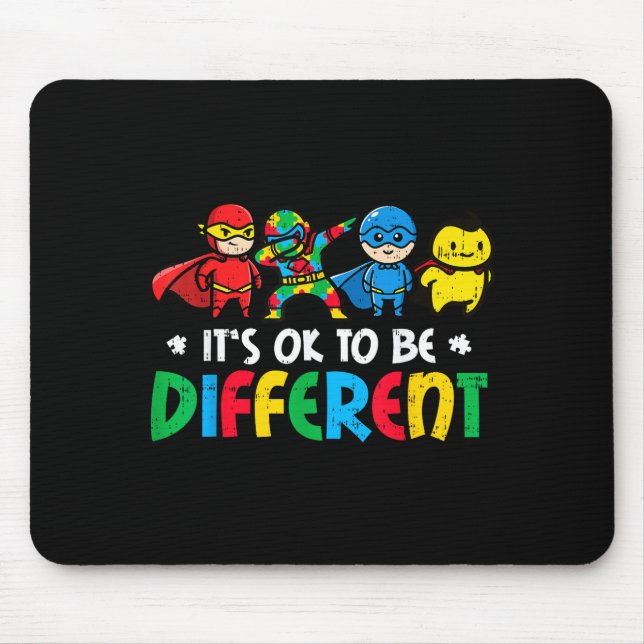 Autism superheroes to be different asd awareness mouse pad (Front)
