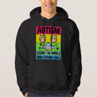Autism Suppor Puzzle Piece Austim Awareness Owl Hoodie