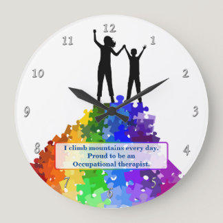 Autism Support Climbing New Heights Large Clock