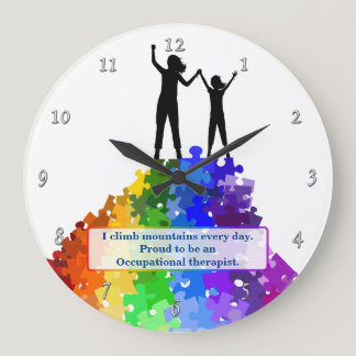 Autism Support Climbing New Heights Large Clock