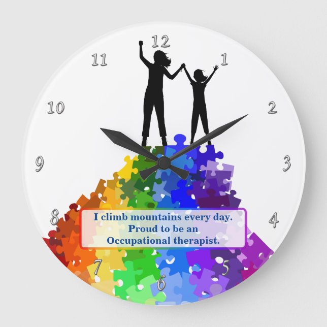 Autism Support Climbing New Heights Large Clock (Front)