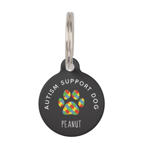Autism Support Dog Pawprint Puzzle  Pet ID Tag