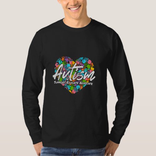 Autism Support Educate Advocate Autism Awareness  T_Shirt
