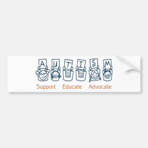 Autism: Support Educate Advocate Bumper Sticker