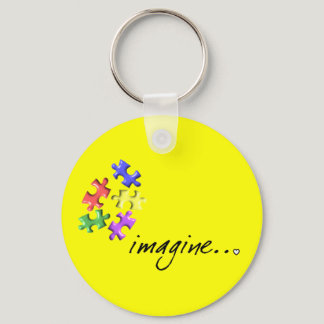 Autism Support Gifts "Imagine" Design Keychain