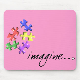 Autism Support Gifts "Imagine" Design Mouse Pad