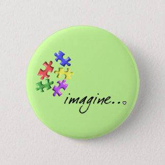 Autism Support Gifts "Imagine" Design Pinback Button