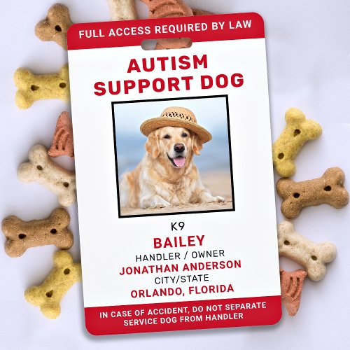 Autism Support Personalized Service Dog Photo ID Badge