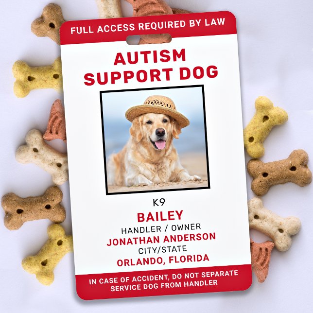 Autism Support Personalized Service Dog Photo ID Badge (Creator Uploaded)
