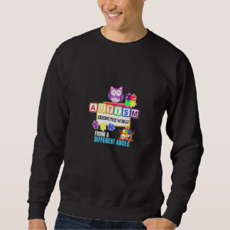 Autism Support Puzzle Piece Austim Awareness Owl Sweatshirt