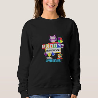 Autism Support Puzzle Piece Austim Awareness Owl Sweatshirt