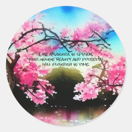 Autism Support _ Sakura Flourish Classic Round Sticker