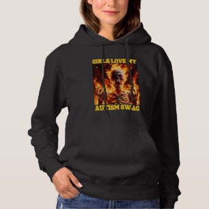 Autism Swag Funny Cringe Hard Skeleton Meme Flames Hoodie