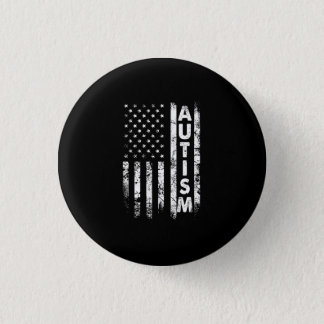 Autism T-Shirt American Flag Grunge Shirt USA Button