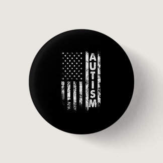 Autism T-Shirt American Flag Grunge Shirt USA Button