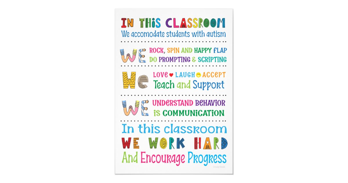 Autism Teacher Classroom Rules Mini Print Invitation Zazzle Com