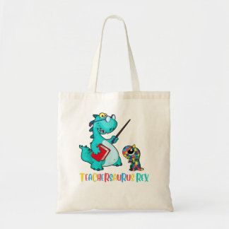 Autism Teacher Dinosaur Teachersaurus Awareness Fu Tote Bag