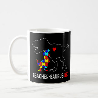 Autism Teacher Dinosaur Teachersaurus Rex Awarenes Coffee Mug