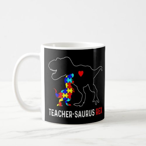 Autism Teacher Dinosaur Teachersaurus Rex Awarenes Coffee Mug