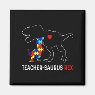 Autism Teacher Dinosaur Teachersaurus Rex Awarenes Magnet