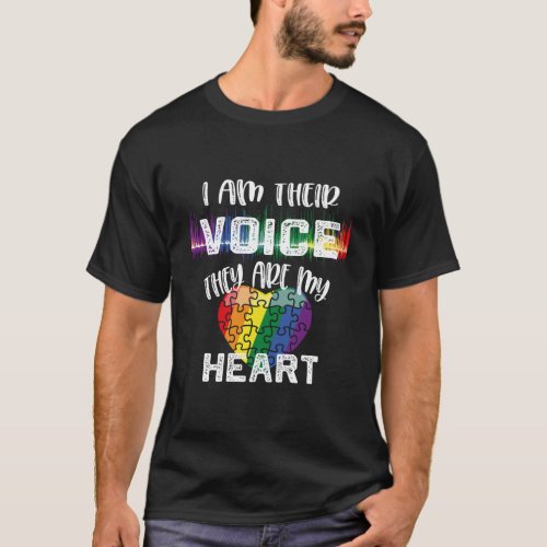 Autism Teacher I Am Their Voice They Are My Heart T_Shirt