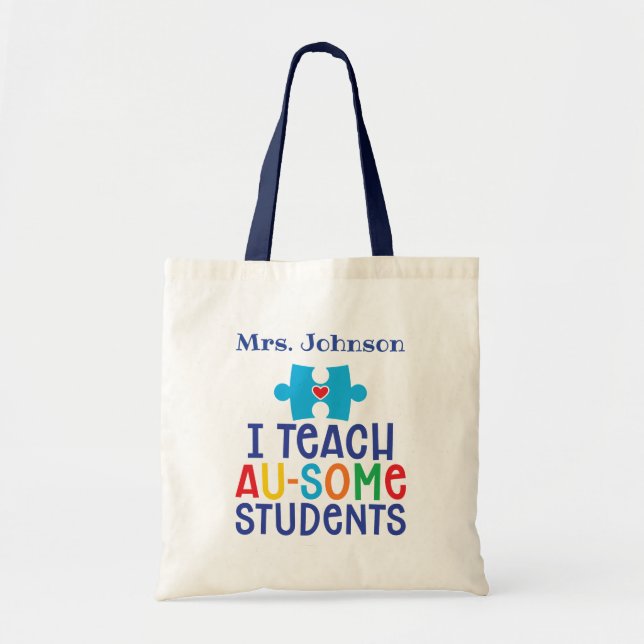 Autism Teacher Personalized Tote Bag (Front)