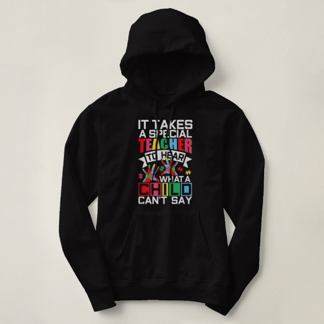 Autism Teacher Puzzle Piece Special Child Womens A Hoodie (Design Front)