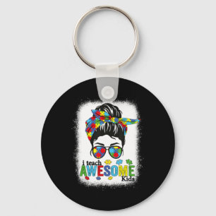 Autism Teacher shirt I Teach Awesome Kids Autism A Keychain