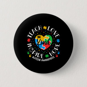 Autism Teacher Shirts Women Teach Love Inspire Awa Button
