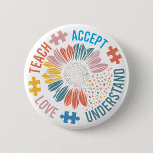 Autism Teacher Teach Accept Understand Love Button
