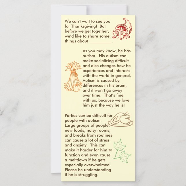 Autism Thanksgiving Boy (Front)