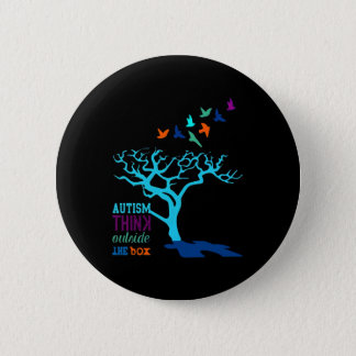 Autism Think Outside Box Autism Awareness Ribbon T Button