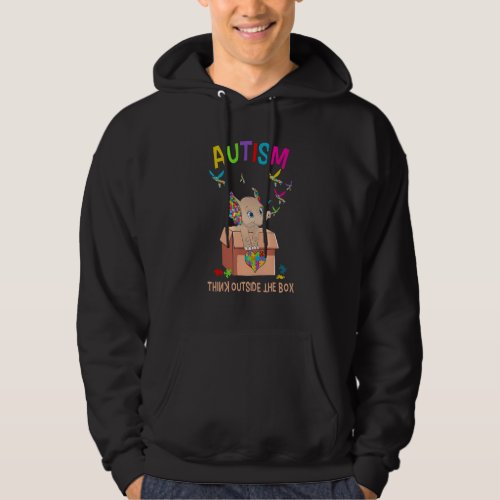 Autism Think Outside Box Cute Elephant Puzzle Piec Hoodie