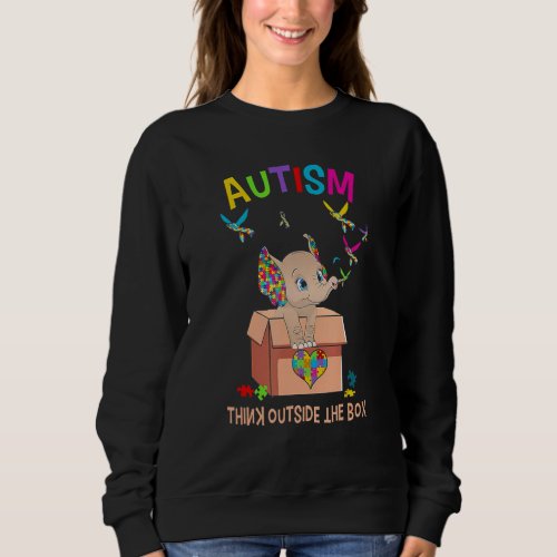 Autism Think Outside Box Cute Elephant Puzzle Piec Sweatshirt