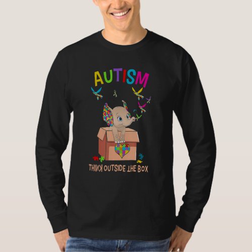 Autism Think Outside Box Cute Elephant Puzzle Piec T_Shirt