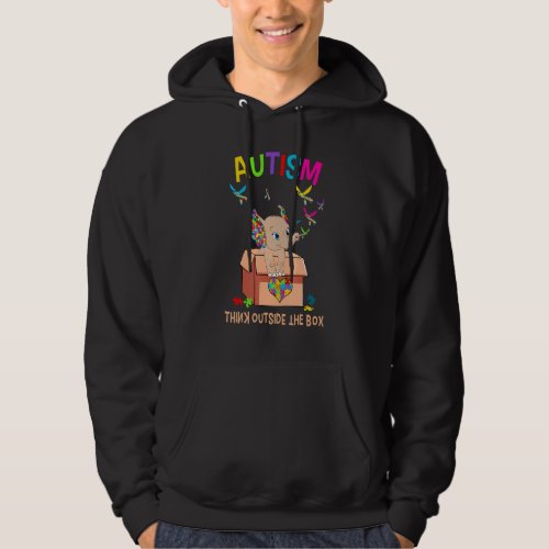 Autism Think Outside The Box Cute Elephant Autism  Hoodie