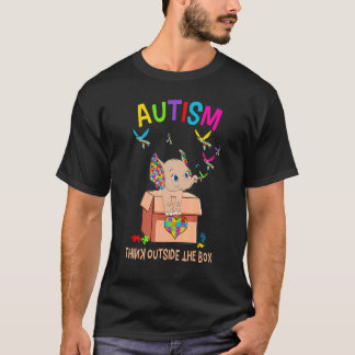 Autism Think Outside The Box Cute Elephant Autism T-Shirt