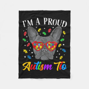 Autism Tio French Bulldog Dog Puzzle Gles  Fleece Blanket