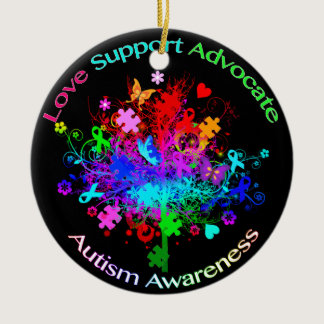 Autism Tree in Spectrum Ceramic Ornament