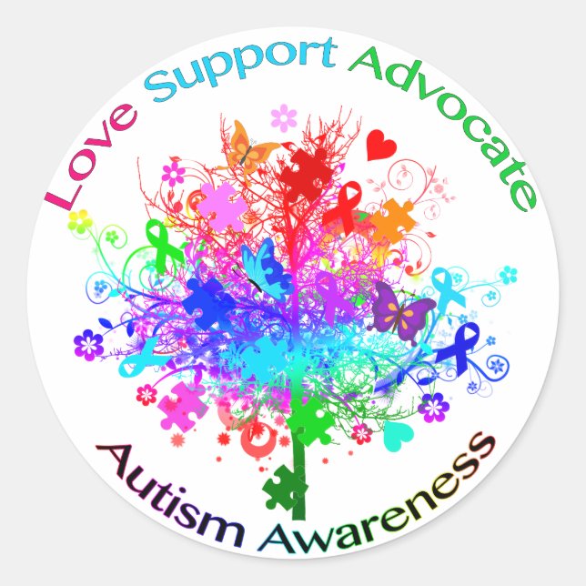 Autism Tree in Spectrum Classic Round Sticker (Front)