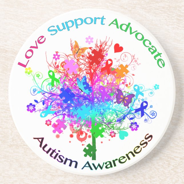 Autism Tree in Spectrum Drink Coaster (Front)