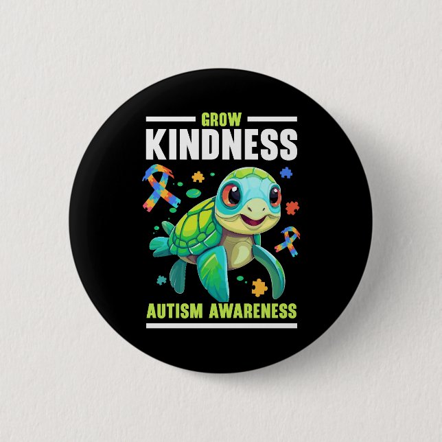 Autism Turtle Autistic Puzzle Autism Awareness     Button (Front)