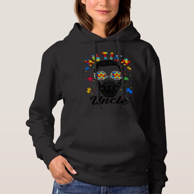 Autism Uncle Autism Awareness Family Matching Bear Hoodie (Front)
