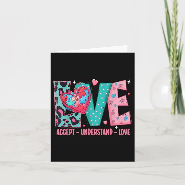 Autism Valentines Day Awareness Accept Understand  Card (Front)