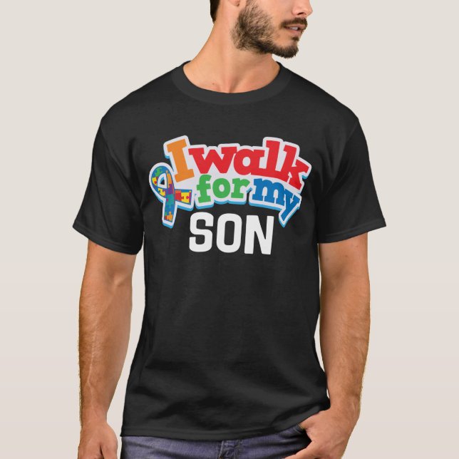 Autism Walk For Son Puzzle Ribbon Shirt (Front)