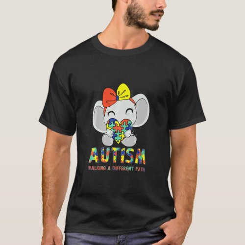 Autism Walking A Different Path Cute Elephant Auti T_Shirt
