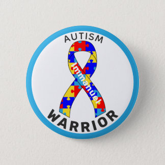 Autism Warrior Ribbon White Button