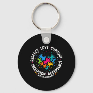 Autism Women Men Respect Love Support Autism Awar Keychain