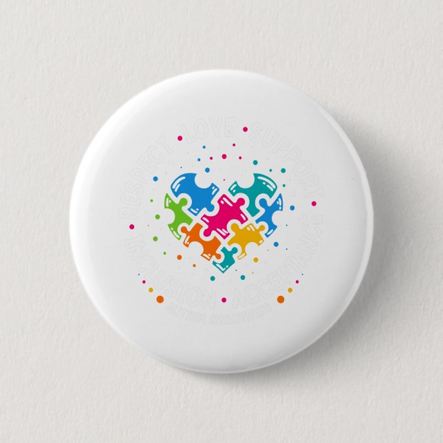 Autism Women Men Respect Love Support Autism Aware Button (Front)