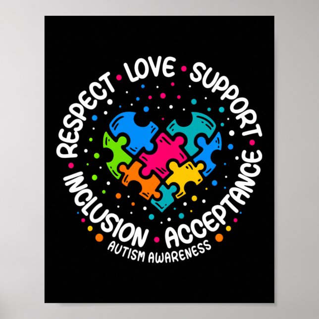 Autism Women Men Respect Love Support Autism Aware Poster (Front)